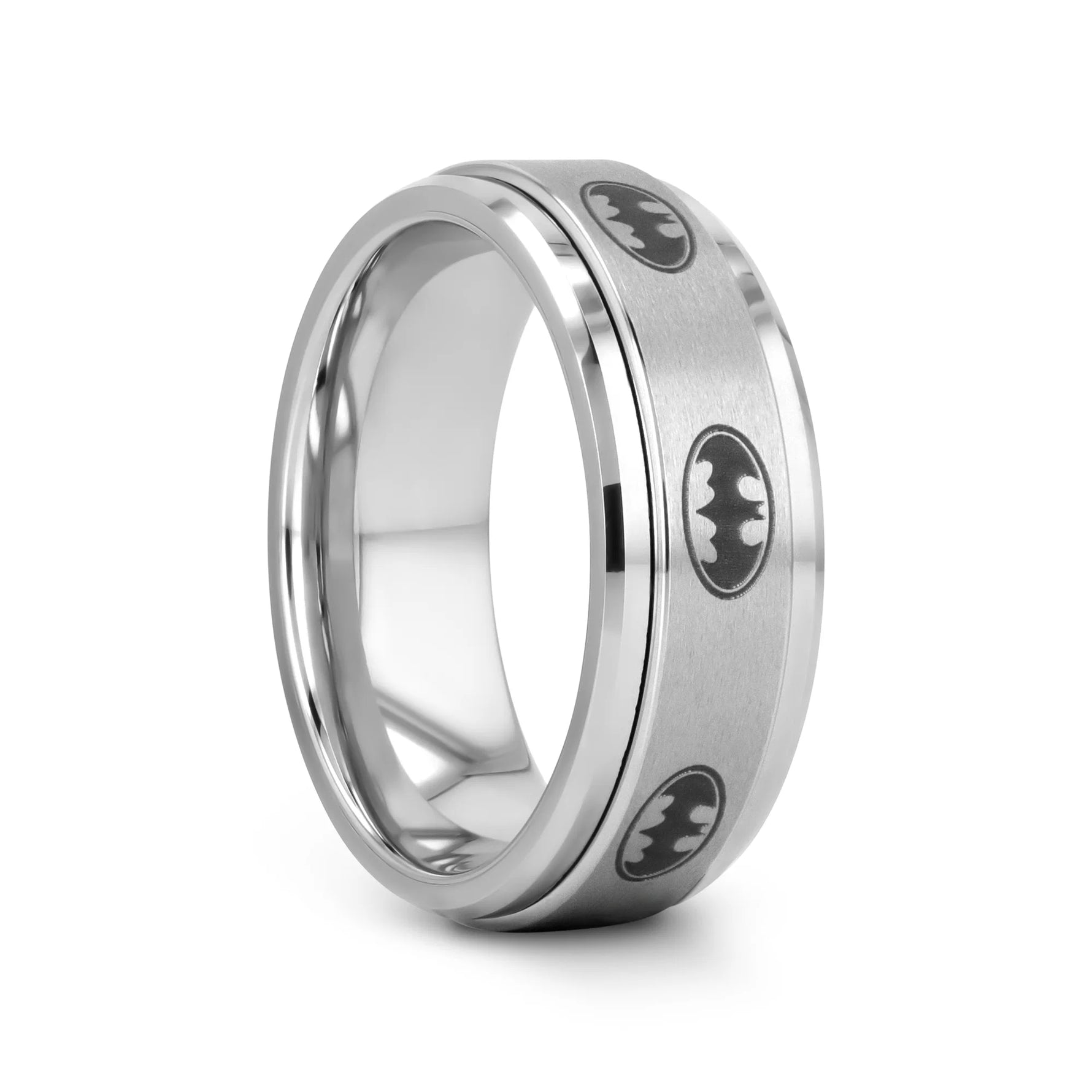 Mens Batman Ring - Tungsten 8mm Spinning Band
