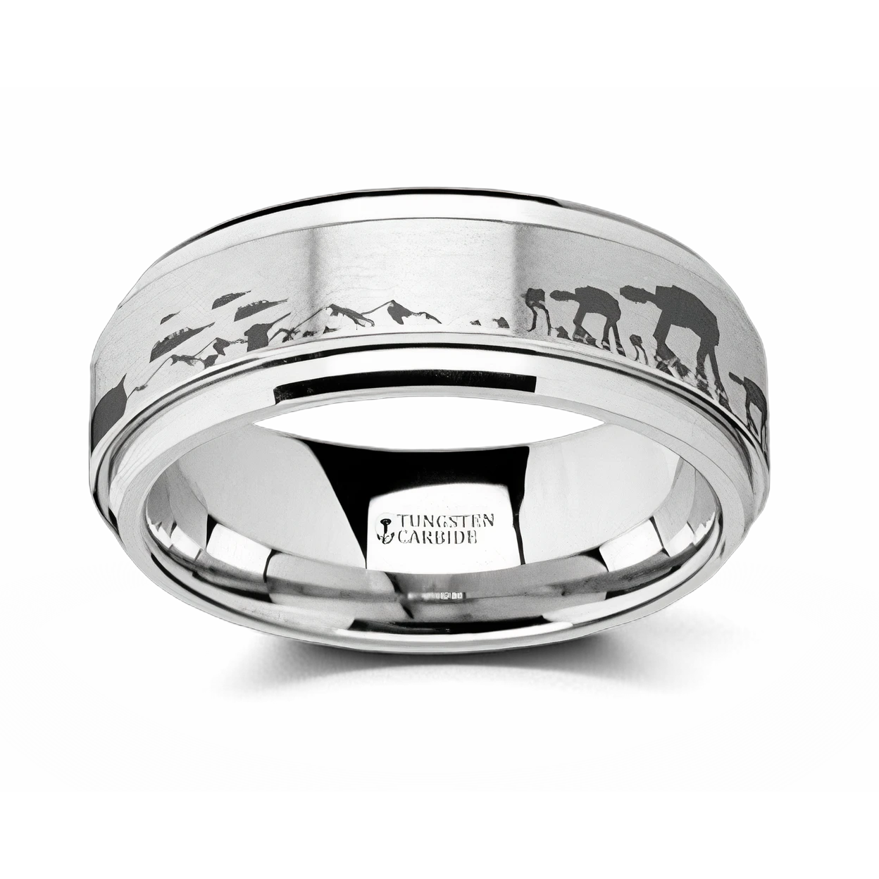 Spinning Hoth Battle Scene Star Wars Ring - Tungsten 8mm 