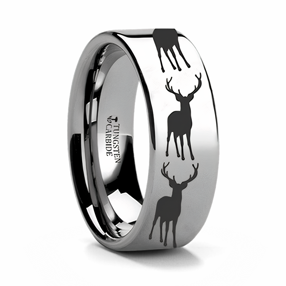 Stag Fawn Deer Elk Ring in Tungsten 