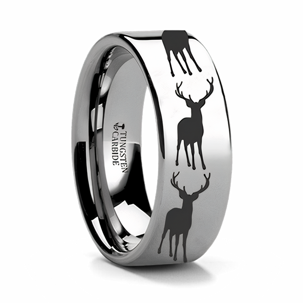 Stag Fawn Deer Elk Ring in Tungsten 