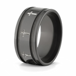 Black Cross Ring with Millgrain Detail 