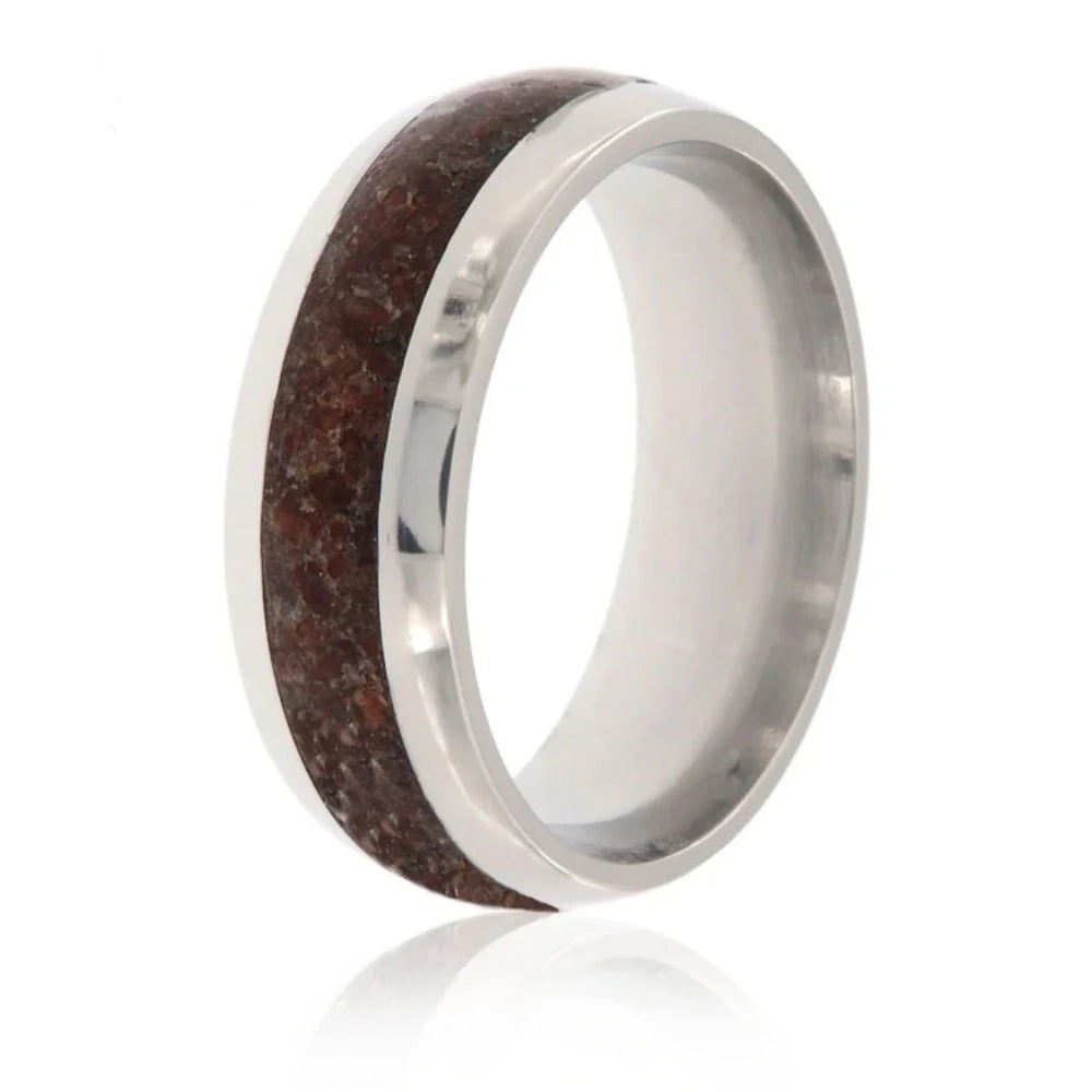 Dinosaur Bone Wedding Band - 8mm Domed - Camo Ever After
