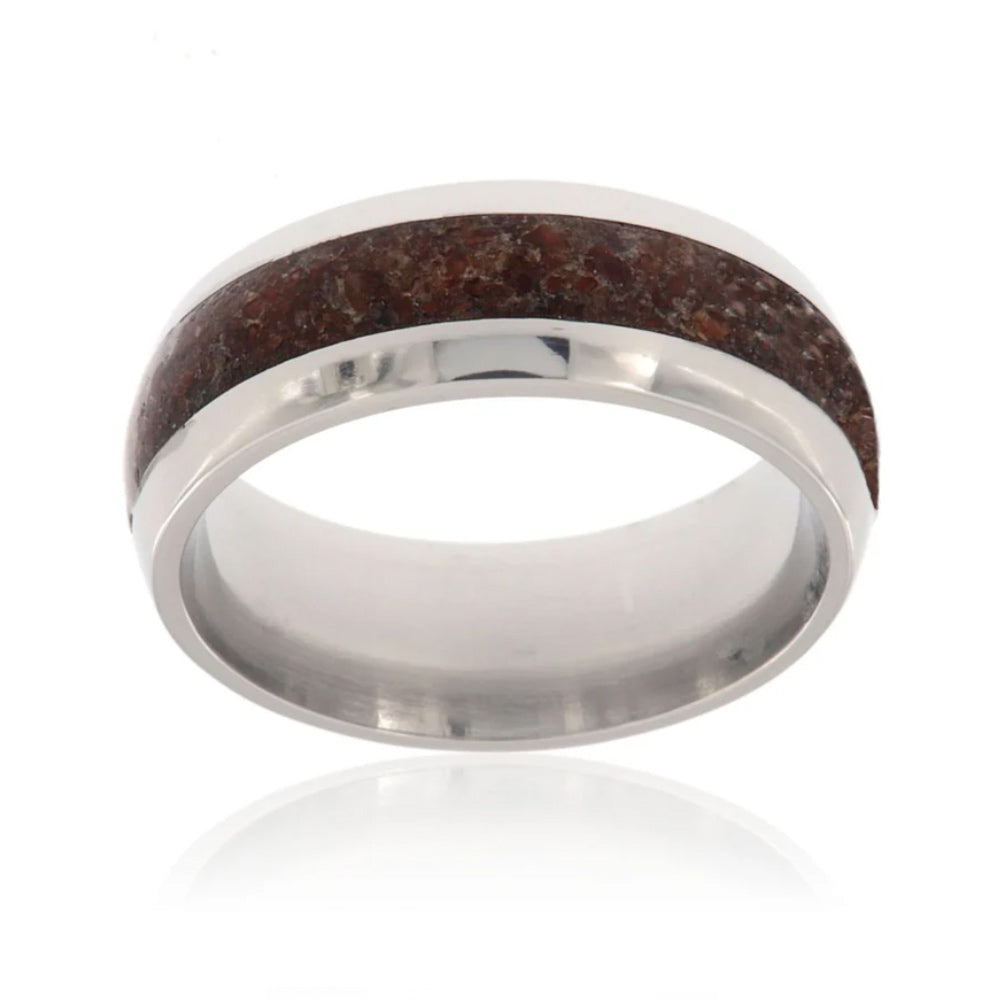 Dinosaur Bone Wedding Band - 8mm Domed 