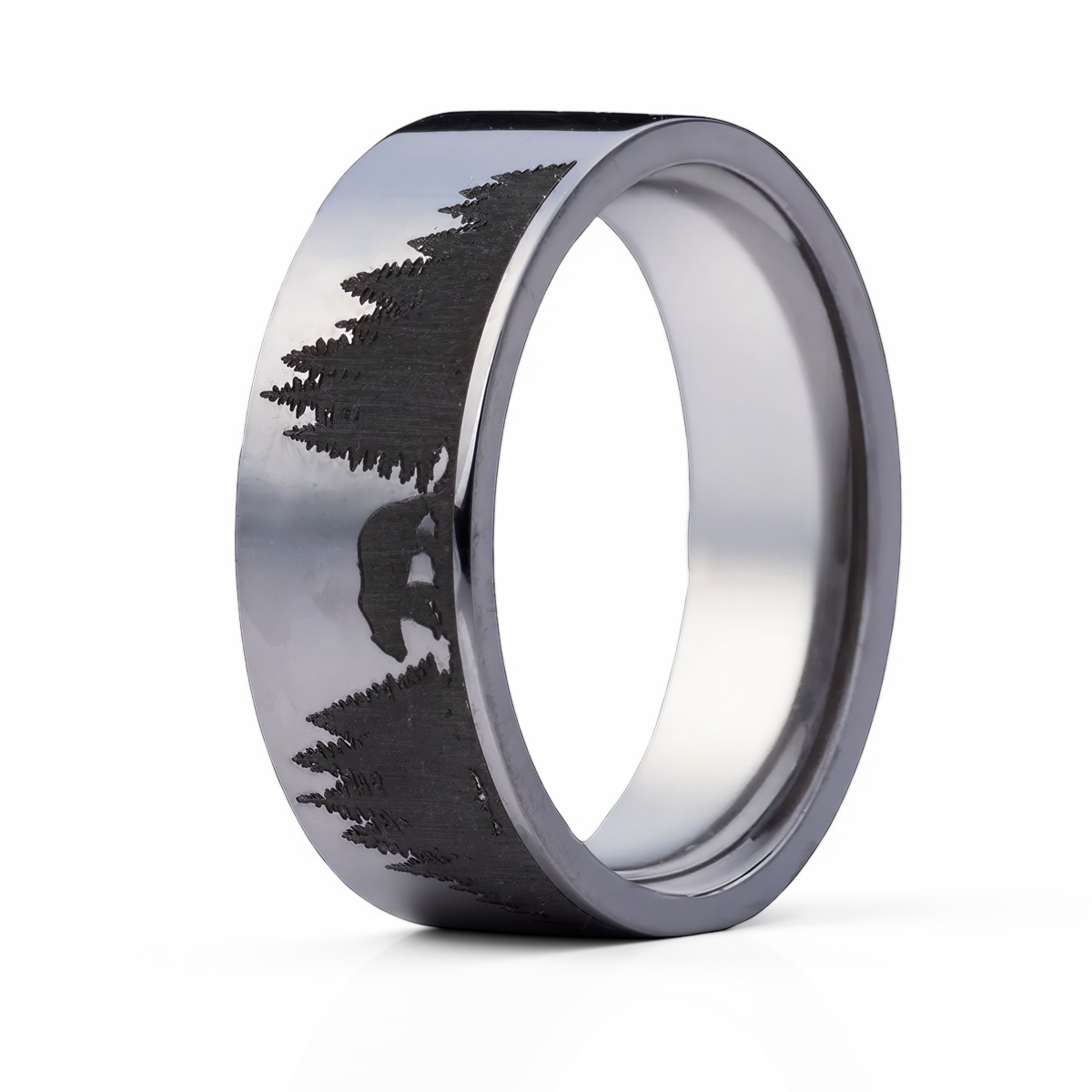 Bear & Forest Tantalum Wedding Band
