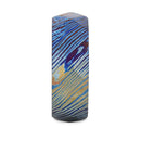 Brushed Titanium Ring with Blue and Purple Wavy Design 