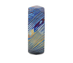 Brushed Titanium Ring with Blue and Purple Wavy Design 