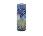 Brushed Titanium Ring with Blue and Purple Wavy Design 