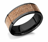 Tan Dinosaur Bone Wedding Band - Black 4mm - 8mm 