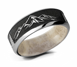 Titanium Mountain Pattern Ring with Antler Sleeve 