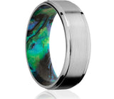 Titanium Ring with Abalone Shell Sleeve 