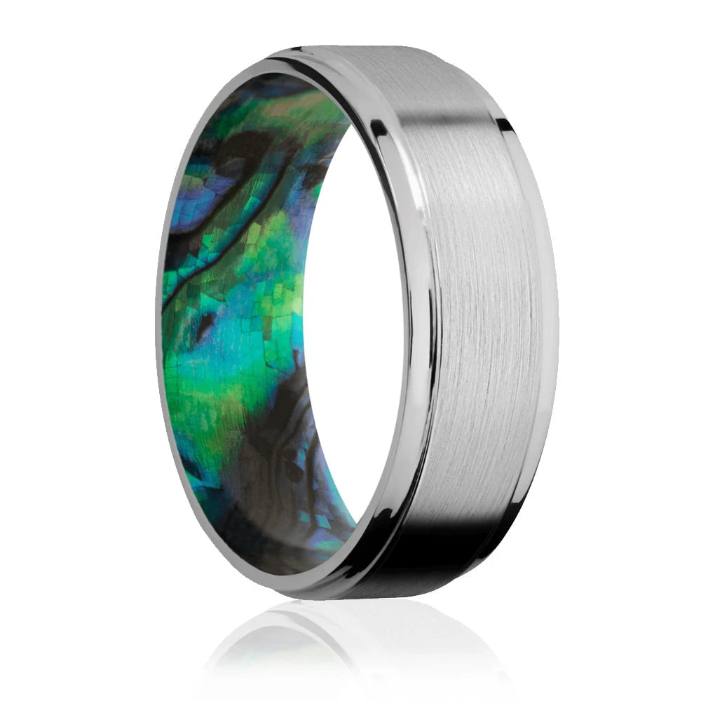 Titanium Ring with Abalone Shell Sleeve 