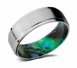 Titanium Ring with Abalone Shell Sleeve 