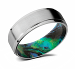 Titanium Ring with Abalone Shell Sleeve 