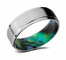 Titanium Ring with Abalone Shell Sleeve 
