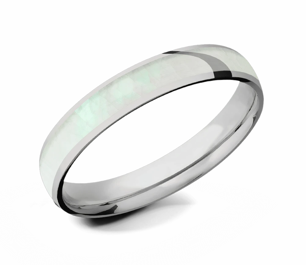 Titanium Wedding Ring with Freshwater Mother of Pearl Inlay 