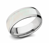 Titanium Wedding Ring with Freshwater Mother of Pearl Inlay 