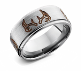 Titanium 9mm Band with Brown Antler Pattern 