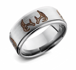 Titanium 9mm Band with Brown Antler Pattern 