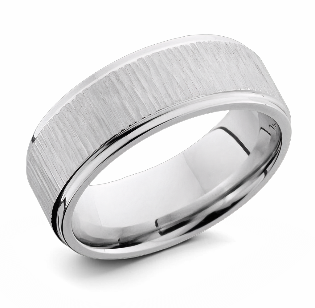 Tree Bark Ring - 8mm with Grooved Edges 