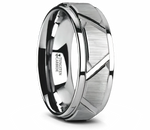 Triangle Groove Tungsten Ring with Raised Center 
