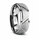 Triangle Groove Tungsten Ring with Raised Center 