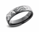 Black Tribal Pattern Ring - 6mm 
