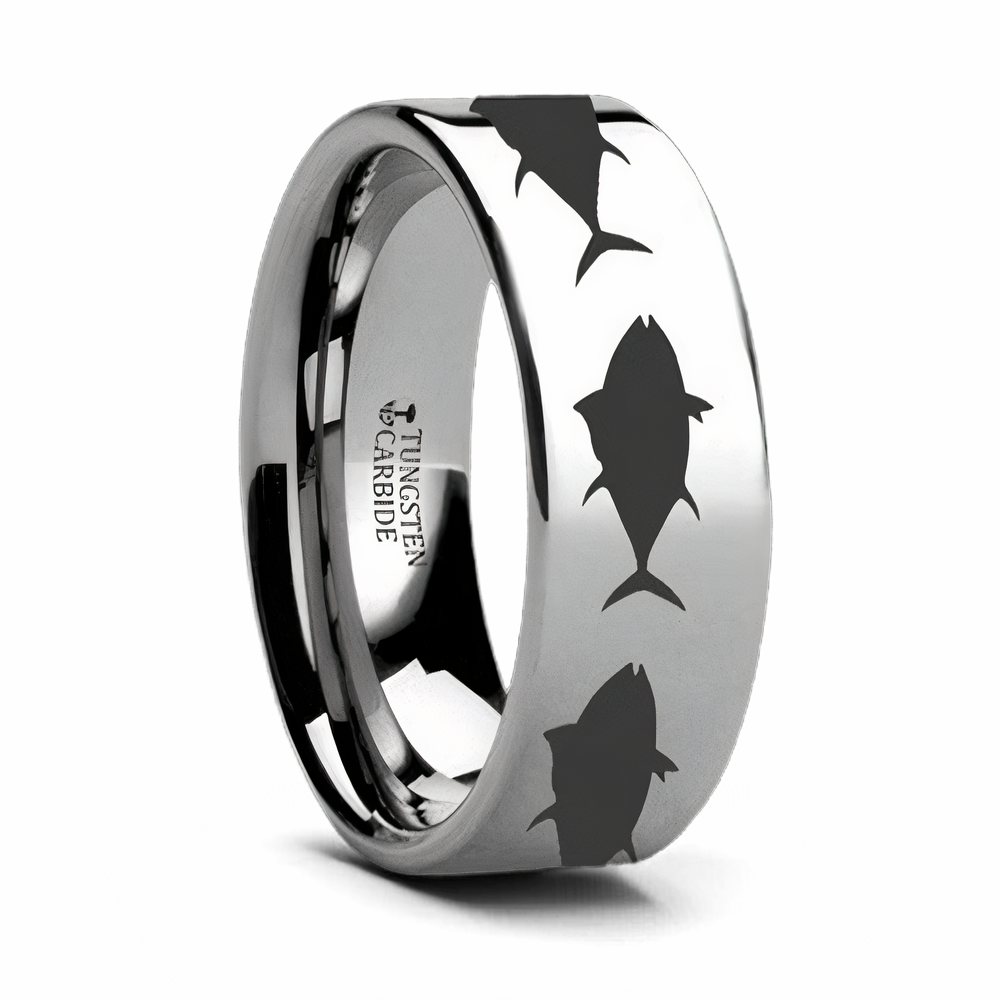 Tuna Fish Ring in Tungsten 