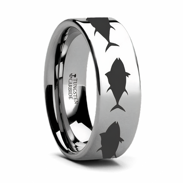 Tuna Fish Ring in Tungsten 