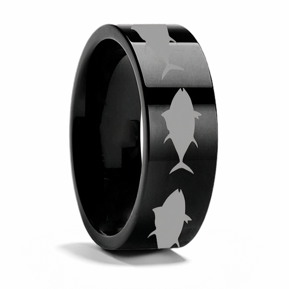 Tuna Fish Ring in Black Tungsten 