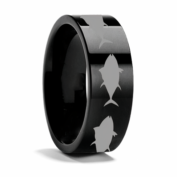 Tuna Fish Ring in Black Tungsten 