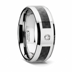 Tungsten Carbon Fiber Ring with Inset Diamond 