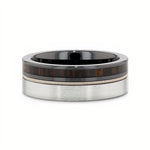 Tungsten & Black Ceramic Hybrid Ring with Steel Guitar String and Ebony Wood 