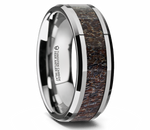Dark Brown Antler Inlay Ring - Tungsten 8mm 