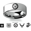 Military Wedding Rings Tungsten - Choose Logo 8mm or 10mm 