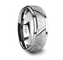 Triangle Groove Tungsten Ring with Raised Center - Camo Ever After