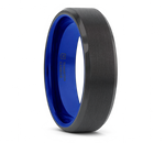 Brushed Center Black Titanium Band with Dual Grooves (Copy) 