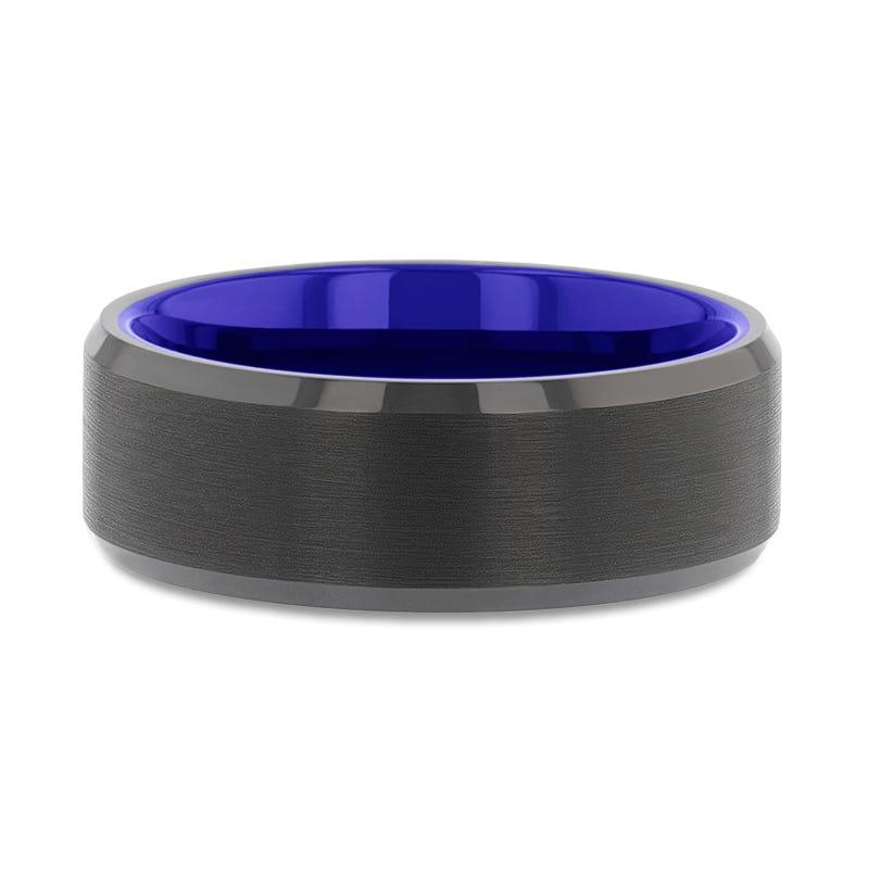 Brushed Center Black Titanium Band with Dual Grooves (Copy) 