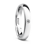 Polished Tungsten Ring with White Diamond - 4mm