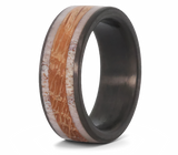 Whiskey Barrel Ring with Deer Antler & Carbon Fiber 