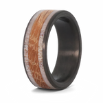 Whiskey Barrel Ring with Deer Antler & Carbon Fiber 