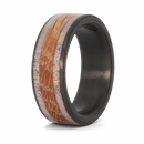 Whiskey Barrel Ring with Deer Antler & Carbon Fiber 