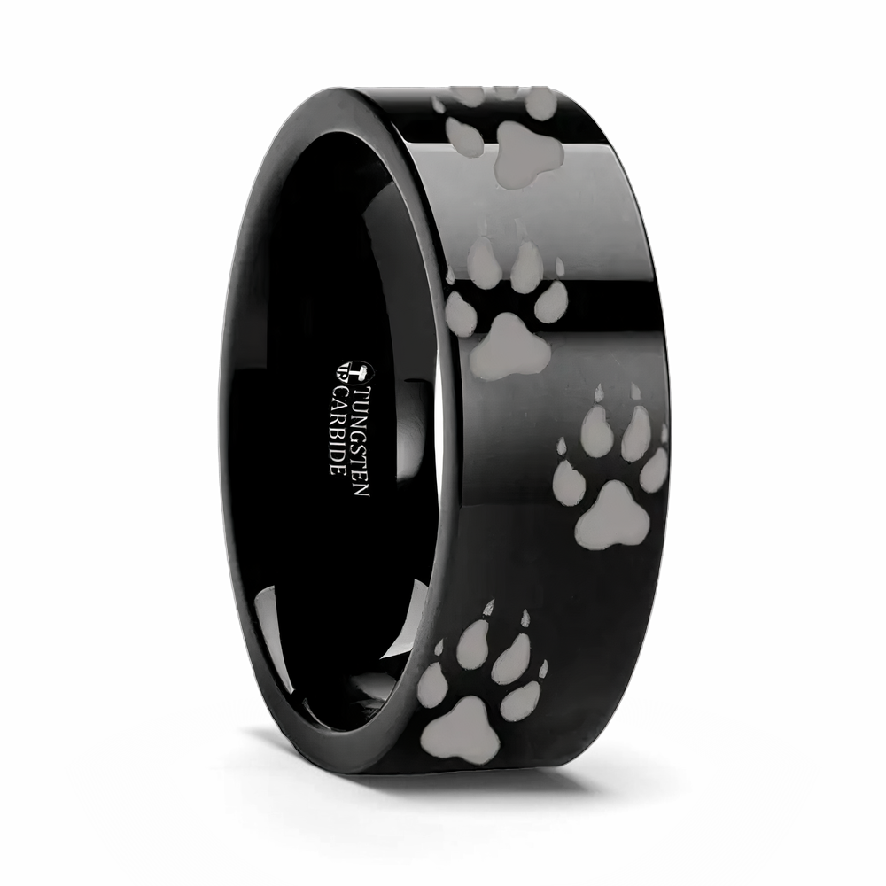 Wolf Track Ring Black Tungsten 6mm - 10mm 