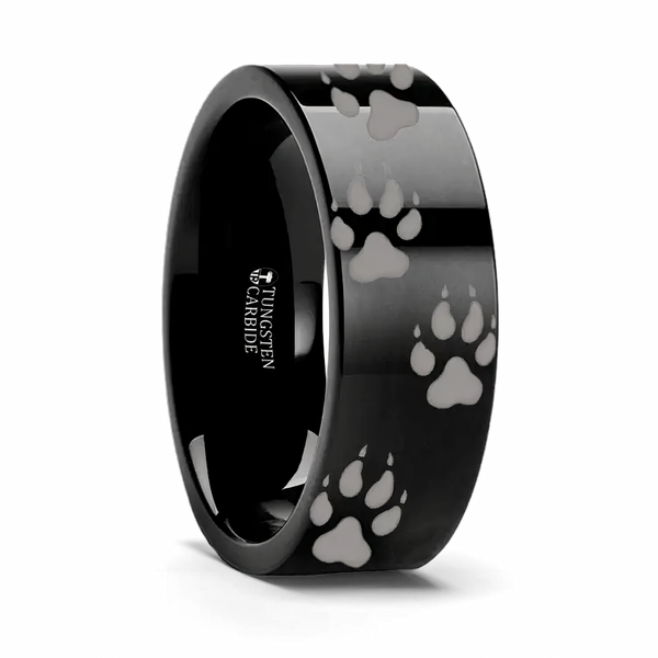 Wolf Track Ring Black Tungsten 6mm - 10mm 
