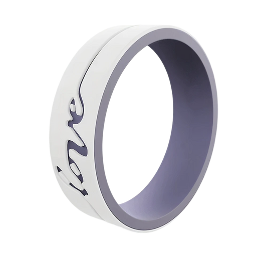 Women's White & Lilac Love Silicone Ring - 6mm 