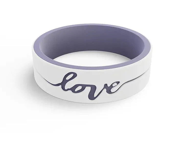 Women's White & Lilac Love Silicone Ring - 6mm 