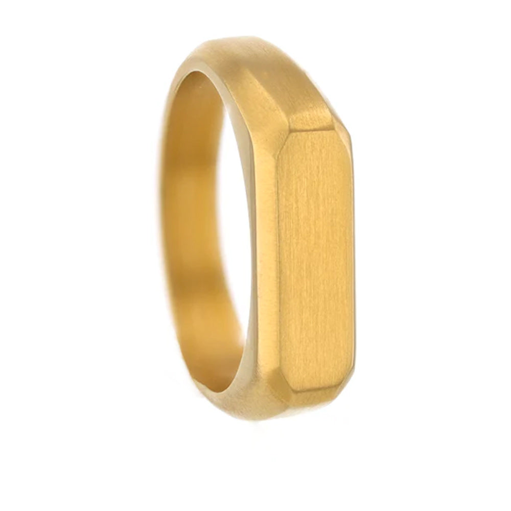 Brushed Gold Plated Titanium Signet Ring - 6mm - Camo Ever After