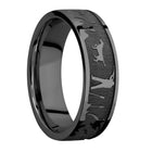 Laser Carved Duck Hunt Scenery Ring - 7mm Zirconium 