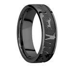 Laser Carved Duck Hunt Scenery Ring - 7mm Zirconium 