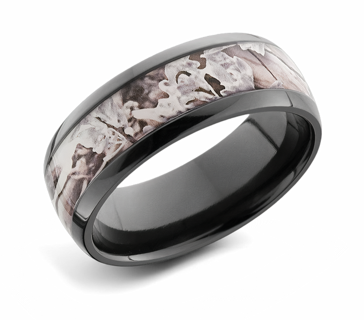 King's Snow Camo Ring - Black Zirconium Domed 