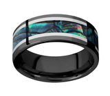 Zirconium Ring with Palladium Silver & Abalone Inlays 